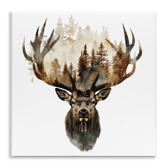 Stupell Industries Deer Forest Silhouette Animals Painting Unframed Art Print Wall Art, 12 x 12