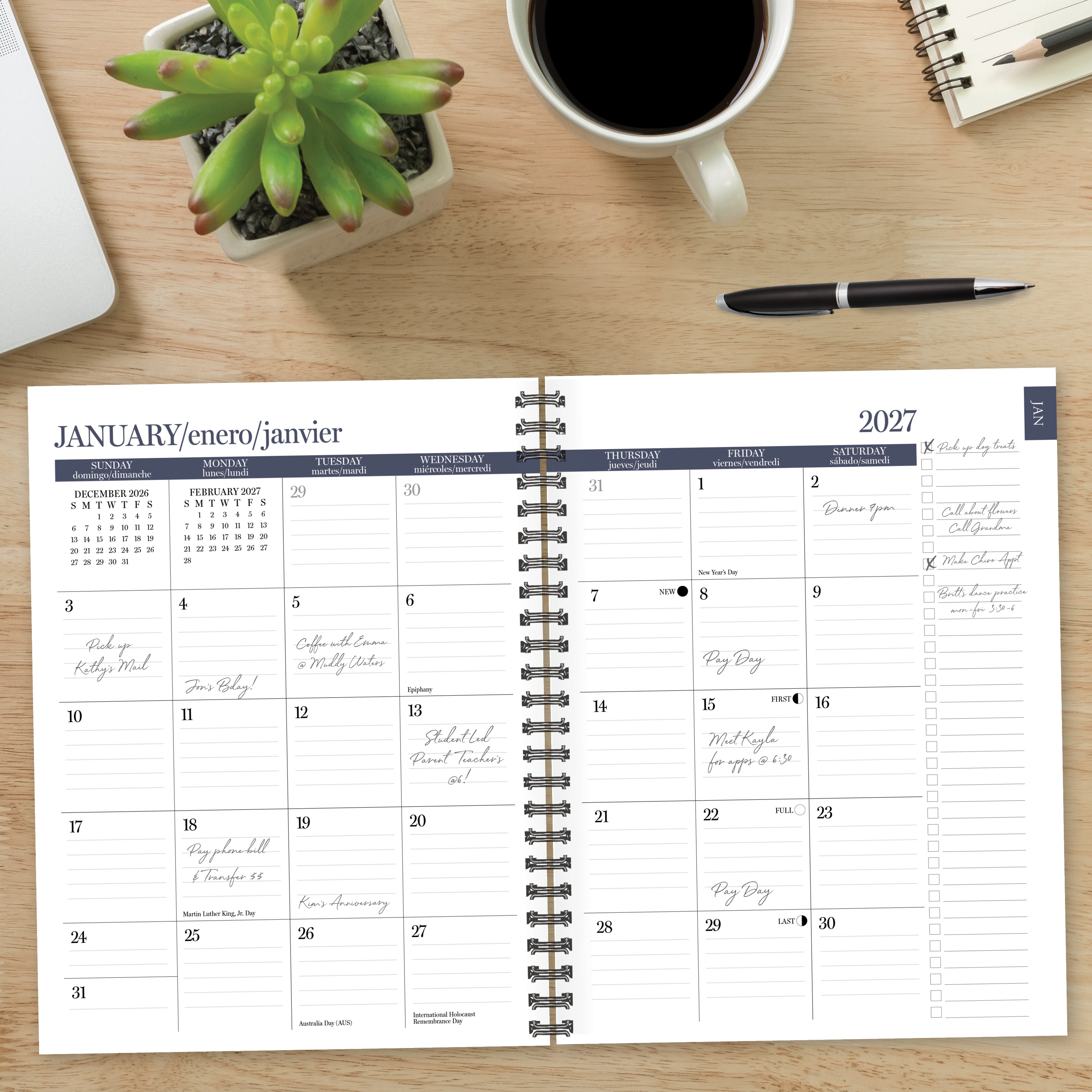 Willow Creek Press Black 2027 6.5" x 8.5" Weekly Monthly Softcover Planner (66096)