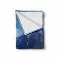 thumbnail image 2 of Aspen Tree Soft Flannel Fleece Blanket, Abraham Lake in a Flood Surrounded by Rocky Mountains Fir Pine Forest, Cozy Plush for Indoor and Outdoor Use, 70" x 90", Azure Blue Marigold, by Ambesonne, 2 of 6