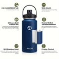 thumbnail image 4 of Half Gallon Insulated Water Bottle - Double Wall Stainless Steel, 2 Lids (Straw & Stopper), Wide Mouth, Umbrella Rope Handle, Non-Slip Boots for Gym Travel Hiking, 4 of 10