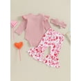 thumbnail image 5 of Elippeo Baby Girls Valentine’s Day Outfits 3M 6M 12M 18M Embroidery Romper + Flare Pants + Headband Set Infant Clothes, 5 of 10