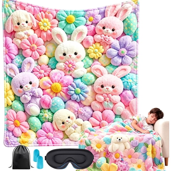 Teddy Pastel Floral Print Blanket, Plush Cozy Throw