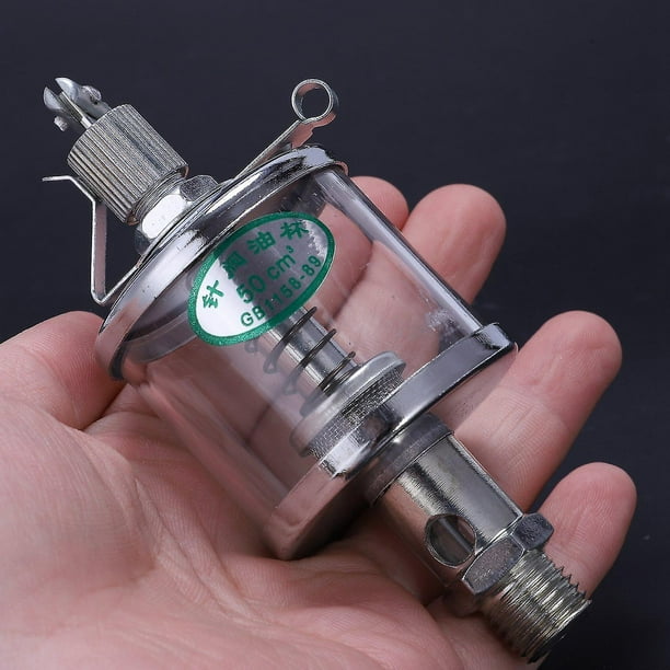 TsoLay 2 Lubricadores De Alimentación Por Gravedad De 50 Ml – Engrasadores Transparentes De Vidrio Orgánico Y Aluminio, Con Válvula De Aguja Y Palanca, Ideales Para Maquinaria Y Lubricación Visible
