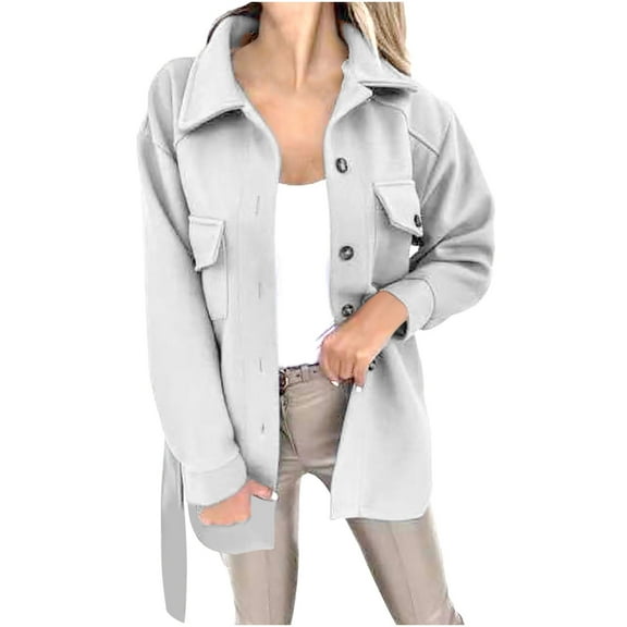 Sakmal Barn Coat White Peacoat Plus Size Jacket Winter Clothing for Women M