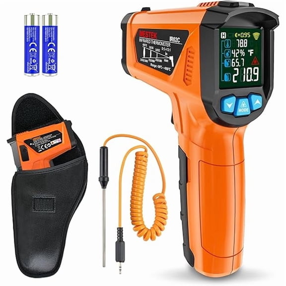 ZLC Infrared Thermometer Gun, Non Contact Digital Laser Thermometer Temperature Gun with Color LCD for Cooking, Home Repairs, Humidity Measurement, Adjustable Emissivity -58°F to 1472°F(-50~800°C)