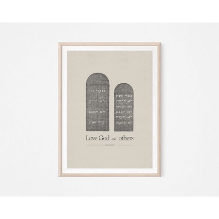 Ten Commandments Love God Your Neighbor Bible Sketches Wall Art Print Creative Christian Faith Theme For Office And Gallery Wall Decor