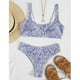 thumbnail image 2 of Conjunto de bikini HUOGUO para mujer, corte alto, con cordones y estampado de rayas, 2 of 4