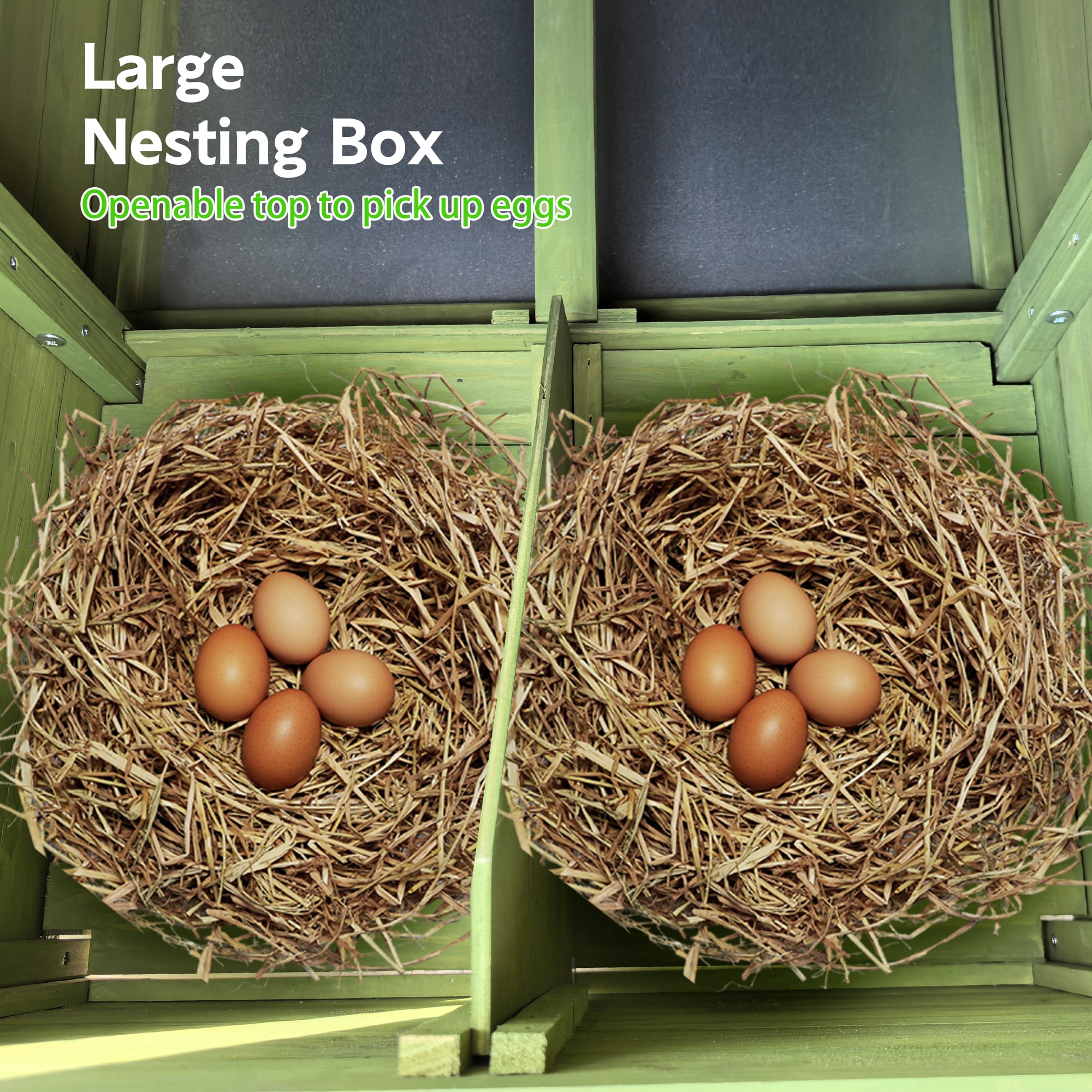 11.12 ft Large Wooden Chicken Coop with 2 Free-Range Doors, 2 Nesting Boxes & Perch, Outdoor Hen House Poultry Cage