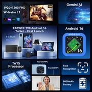 Tablet 2026 Android 16 AI Tablet with Gemini AI, 11 Inch FHD Display, 24GB RAM 128GB ROM /2TB TF, T7250 CPU+13MP Camera, 8000mAh, Widevine L1, 2 in 1 Tablets with Keyboard Mouse Stylus, Blue