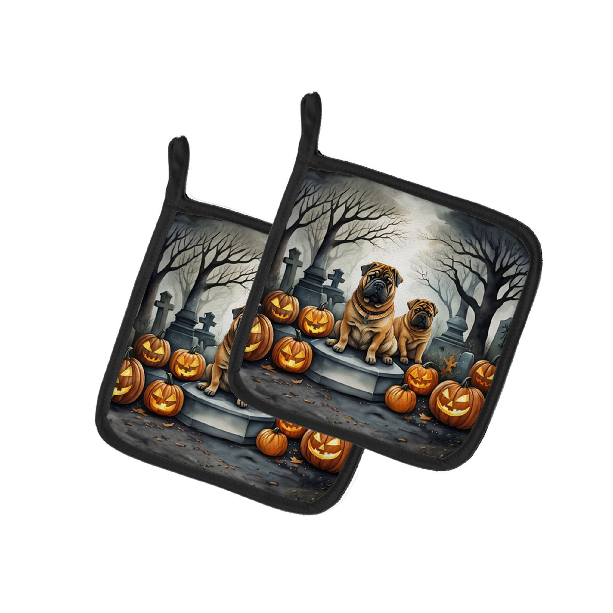 Shar Pei Halloween Pot Holders 7.5x7.5 Inch with Breed Specific Artwork