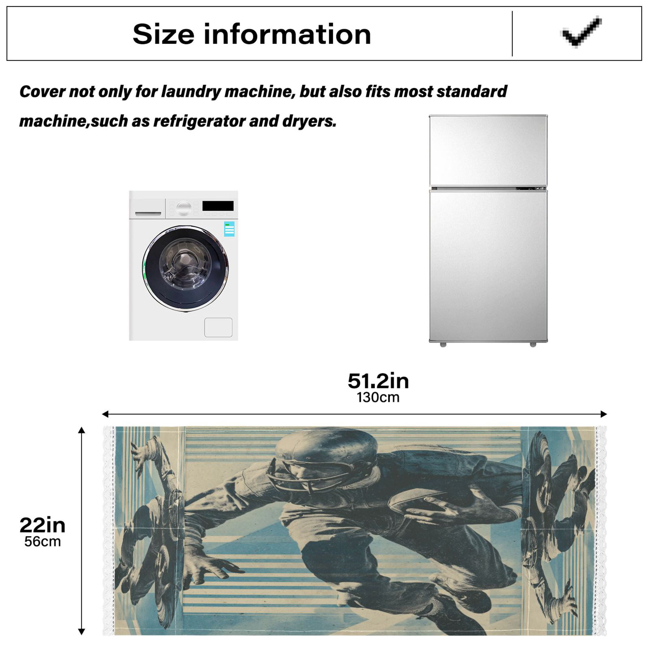 Wobogo American Football Player Washing Machine Cover Dustproof Washer Dryer Cover Waterproof Laundry Room Decorative Protector