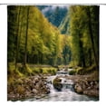 thumbnail image 2 of andscape Shower Curtain Mountain Forest Stream WaterScenery Fabric Bathroom Decor Set with Hooks,(84" Wx70 H), 2 of 4