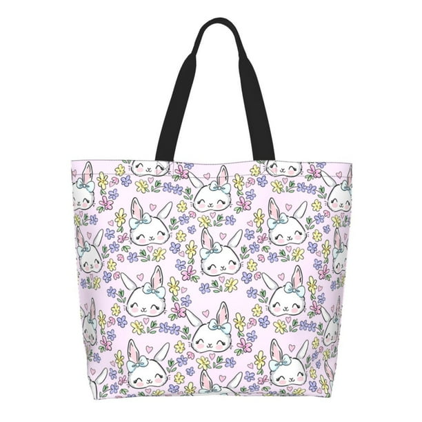 Disketp Purple Rabbit Bolsa Tote Estampada para Mujer, Bolso de Hombro y de Mano para Compras y Viajes