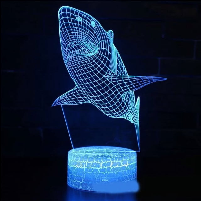 1 pieza Nice Dream Sharks luz nocturna para niños, lámpara de ilusión 3D, control remoto regulable con 16 colores cambiantes, regalos de Navidad para niñas, niños, sala de estar, dormitorio