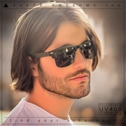 Mens Half rim Rectangular Luxury Hipster Shade Sunglasses Black - Smoke
