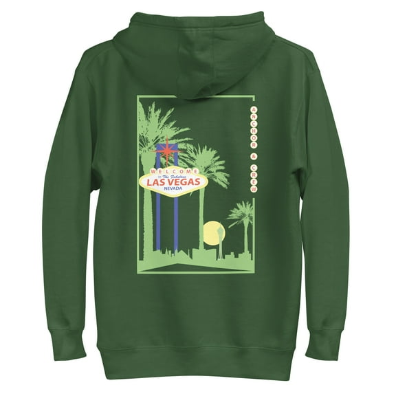 Las Vegas Landmark Cotton Blend Hoodie Forest Green - Medium