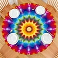 thumbnail image 2 of Colorful Tie Dye Star Mandala Round Fitted Tablecloth with Elastic Edge,Dining Table Cover Waterproof,Outdoor Round Tablecloth for Camping,Dining,Indoor and Outdoor, 2 of 7