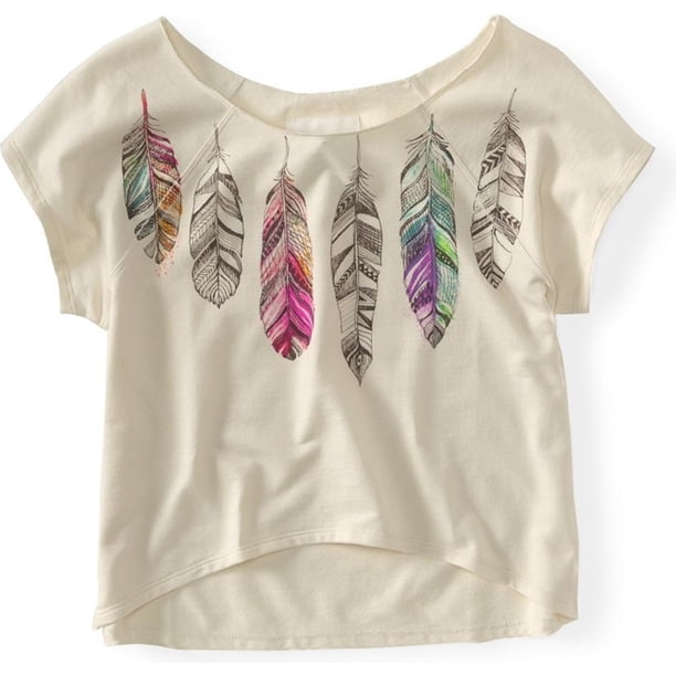 Camiseta gráfica Aeropostale Fe Leather Print Dolman Beige Mediana