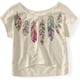 thumbnail image 2 of Aeropostale Fe Leather Print Dolman Camiseta gráfica para mujer, gris, grande, 2 of 2