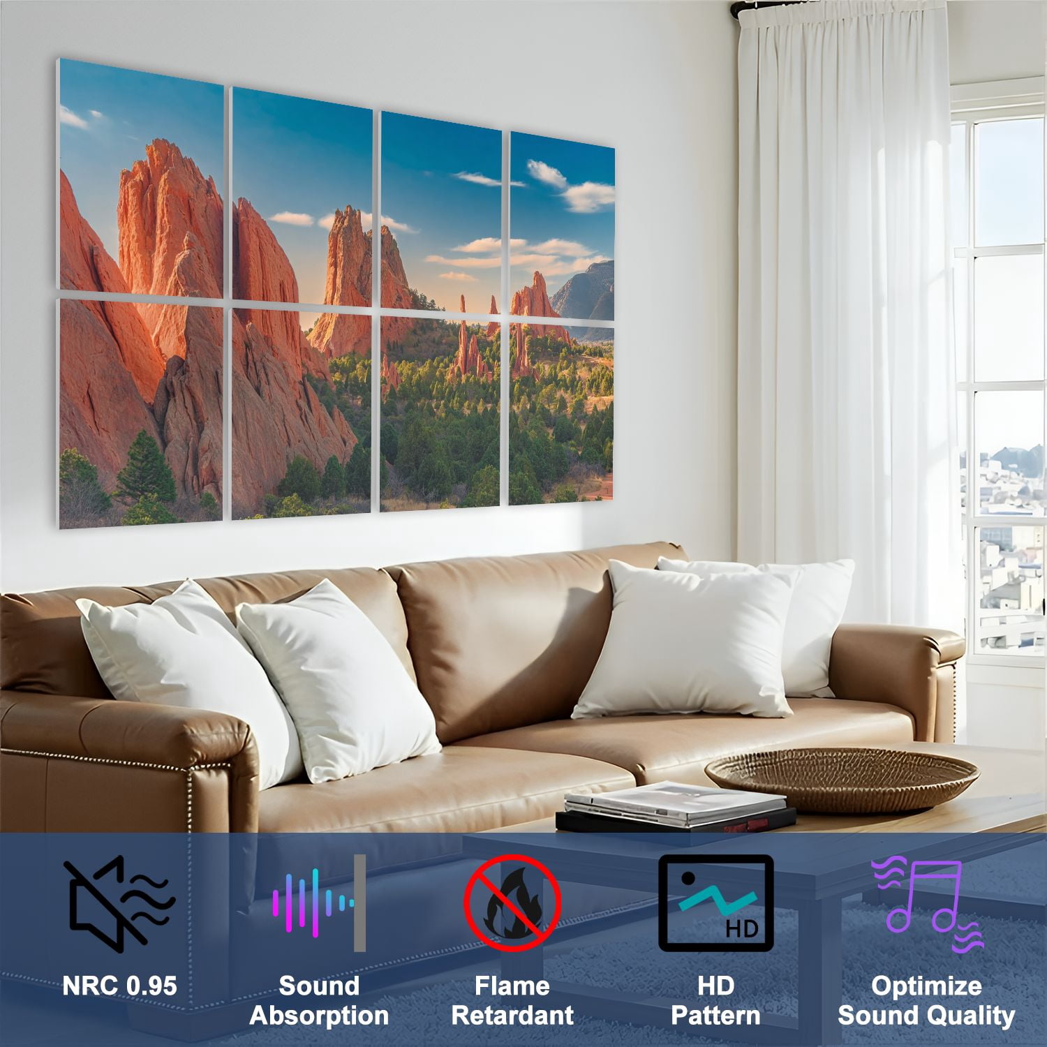 8 Pack Art Acoustic Panels Sound Absorbing Garden Gods Colorado Springs Decorative Soundproof Wall Panels Self Adhesive for Nursery Game Room Bedroom 48"x32"