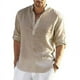 thumbnail image 3 of Camisa de lino de manga larga para hombre, camisa informal de algodón y lino, Top S-5xl, nuevo envío gratis, 3 of 5