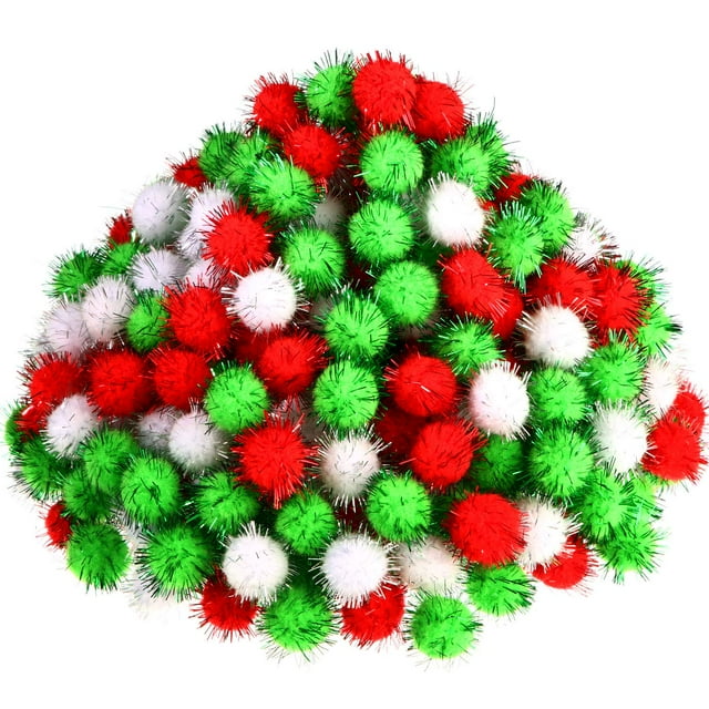 Pompones navideños con purpurina Sappy 1000, 1,5 cm, coloridos