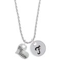 thumbnail image 1 of Delight Jewelry Silvertone Large ''Big Sister'' Heart with Clear Crystal Silvertone Script Initial Disc - F - Charm Necklace, 20"+3", 1 of 4