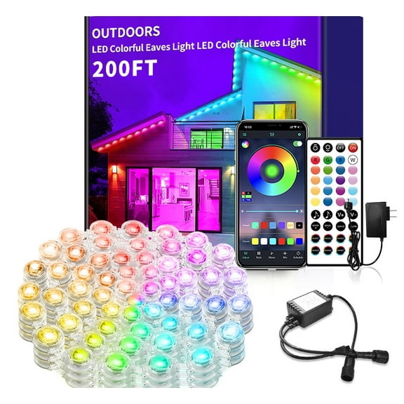 200FT Permanent Outdoor RGB Lights,Waterproof Smart LED Eaves Lights with App/Remote Control,for Christmas and All Holiday Decor,Daily and Accent Lighting,House Roof and Garden Lighting Brand: SINLEY