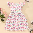 thumbnail image 2 of LRKMVD Toddler Girls Fly Sleeve Valentine's Day Dinosaur Prints Dress Dance Party Dresses Clothes, Size 7-8 Years, 2 of 7