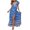 Blue, variant on Fesfesfes Spring Dresses for Women Vintage Floral Printed Boho Dress V Neck Micro Sleeve Casual Long Dress Waist Lace Up High Slit Beach Dress