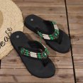 thumbnail image 5 of Women's New Large Size One Line Thick Bottom Beaded Fashion Casual Beach Slippers Sandals for Women Green 35, 5 of 8
