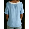 thumbnail image 5 of Msgweeeg Tops Short Sleeve Crew Neck Blouses for Women Solid Color Lace Regular Fit Summer Fashion Womens Shirt for Summer and Hot Weather, 5 of 6