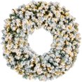 thumbnail image 1 of Corona navideña Best Choice Products flocada de 30 cm con luces, 1 of 7