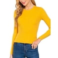 thumbnail image 5 of Made by Olivia Women's Solid Long Sleeve Crew Neck Fitted Ribbed Sweater Top, 5 of 7