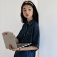 thumbnail image 3 of Blusa vaquera de manga corta estilo coreano Rimocy para mujer, camisas vaqueras con botones de verano para mujer, camisetas holgadas con bolsillos vintage para mujer, 3 of 6