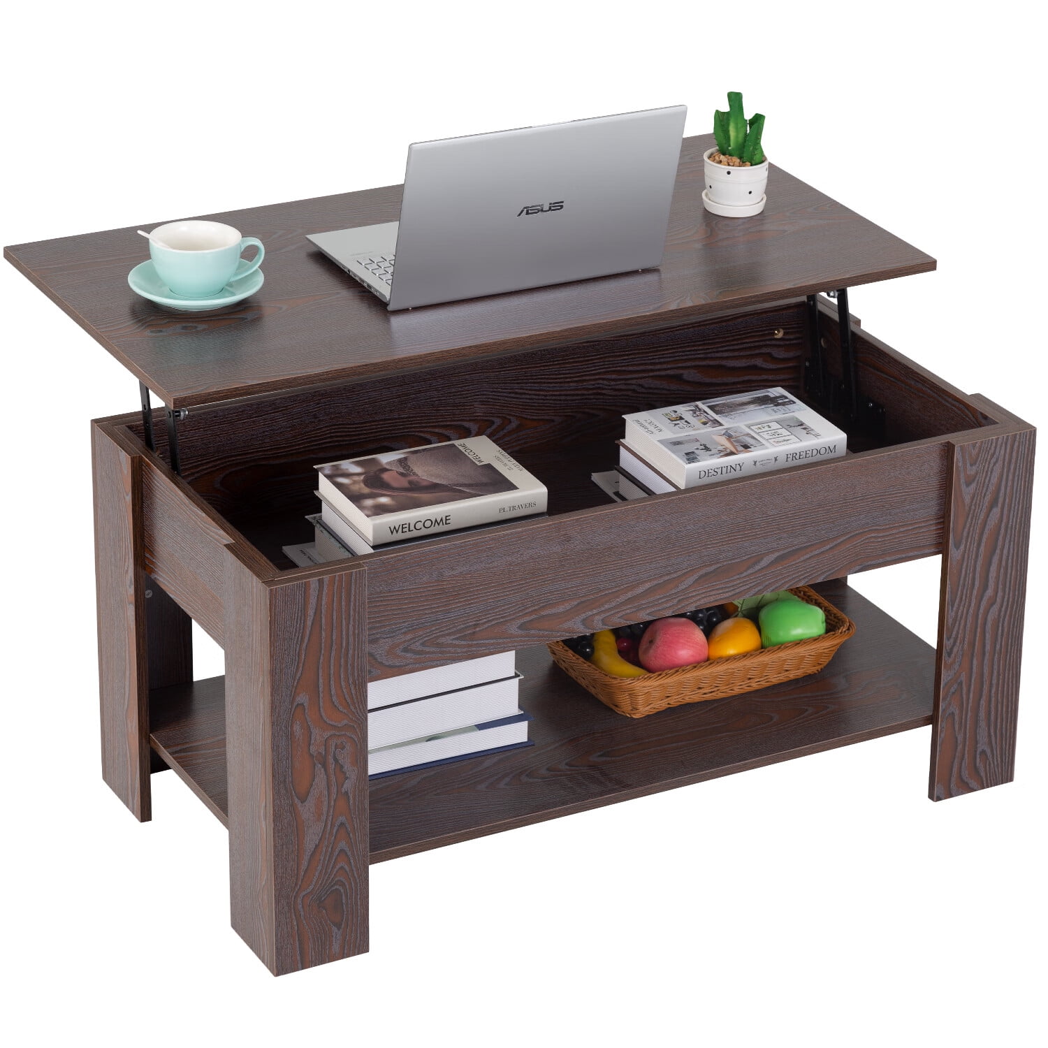 YRLLENSDAN Wooden Lift Top Coffee Table with Hidden Storage, Lift Top Coffee Table with Hidden
