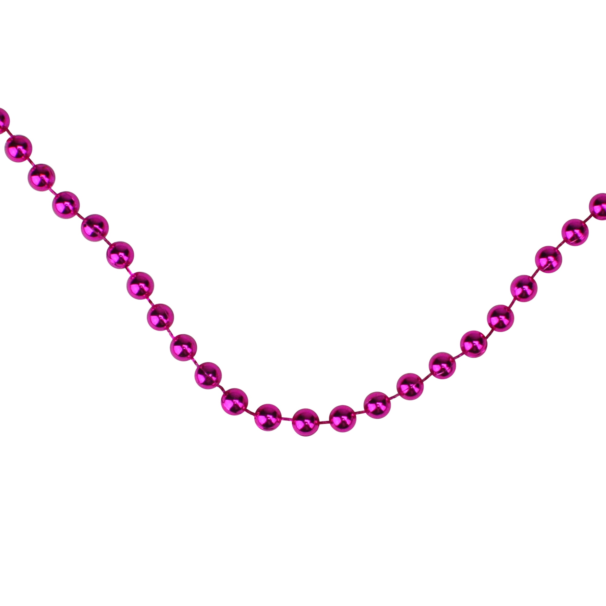 Shiny Metallic Pink Punch Beaded Christmas Garland 15' x 6mm