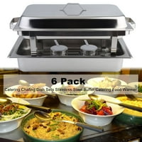 Sunrain 6 Pack Catering Chafing Dish Sets Buffet Catering Food Warmer Stainless Steel Kitchen Dining Heater Warming Food... by SUNRAIN