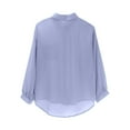 thumbnail image 3 of ManxiVoo Womens Chiffon Lightweight Long Sleeve Shirt Loose Fit Cover Up for Sun Protection and Casual XL Size Blue, 3 of 7