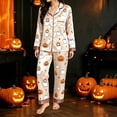 thumbnail image 2 of Halloween Pjs Women Long Sleeve Shirt Pants Fall Winter Lightweight Loungewear 2 Piece Women Pajama Sets Light Purple L, 2 of 4