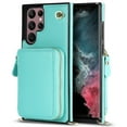thumbnail image 6 of Mantto Crossbody Case for Galaxy S22 Ultra, Wallet Credit Card Kickstand Holder Shoulder Strap Zipper Pocket Premium PU Leather Case For Samsung Galaxy S22 Ultra, Mint, 6 of 10