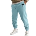 thumbnail image 3 of Awwp Mens Sweatpants, Thermal High Waisted Sweatpants Pattern Printed Gym Joggers Pants for Men Light Blue XXXL, 3 of 5