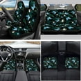 thumbnail image 2 of Yuyamidu Blue Butterfly Car Seat Cover Full Set Green Leaves Car Floor Mats Steering Wheel Cover Seatbelt Pad Gear Shift Knob Cover Cup Coaster Auto Interior Accessories Set of 15, 2 of 6