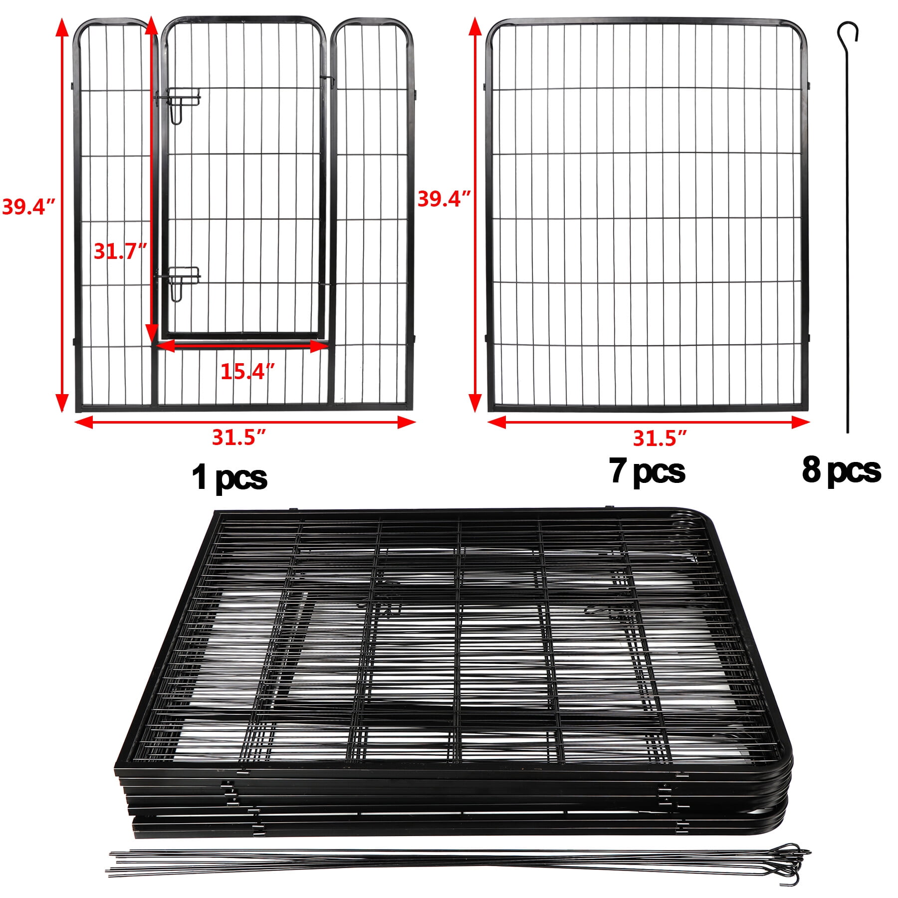 SuperDeal 8 Panels 39" Pet Playpen Dog Kennel Foldable Metal Exercise Fence