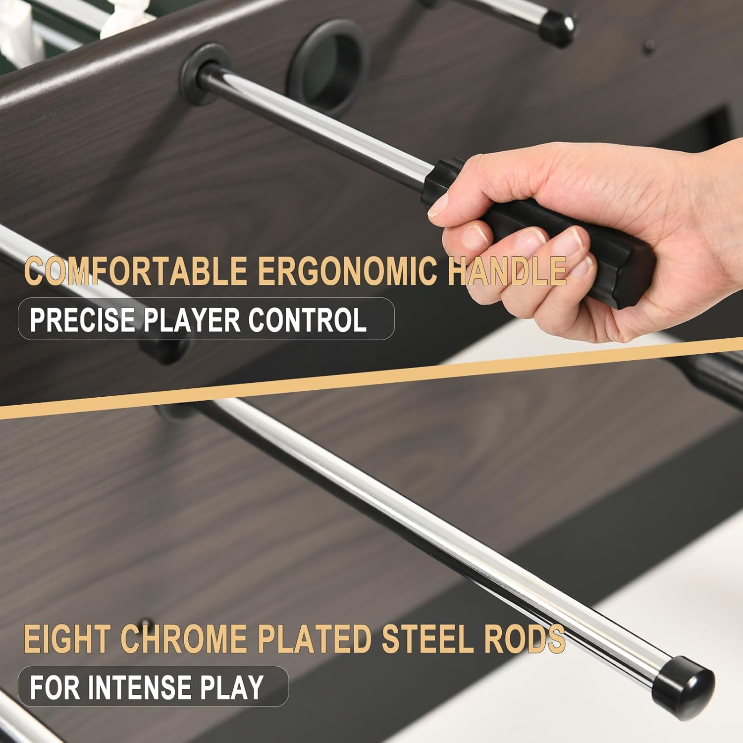 RAYKEEP 54“ Foosball Table, Full-Size Soccer Game Table for Home & Game Room, MDF Construction with Wood Grain Finish, Family Game Table w/ 2 Balls for Kids, Teens & Adults