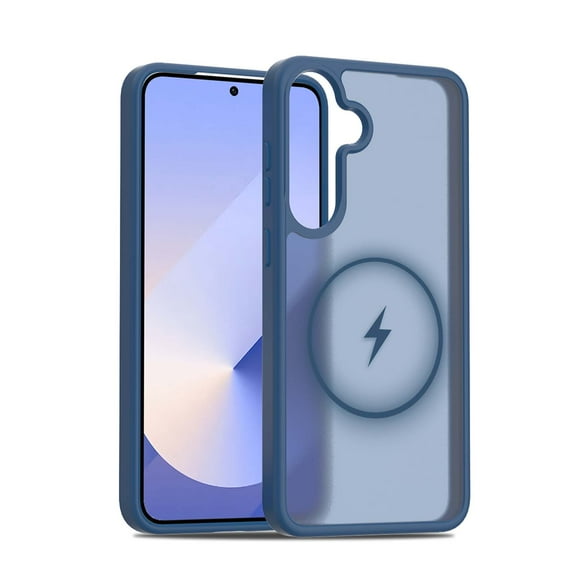 Designed for Magnetic Samsung Galaxy S25  Case,[Compatible with MagSafe] [Military Grade Drop Protection] Hybrid Slim Translucent Matte Shockproof with Anti-Fingerprint Phone Case,Blue