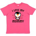 thumbnail image 3 of Inktastic I Love My Mommy with Cute Penguin and Hearts Youth T-Shirt, 3 of 5