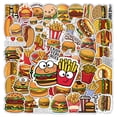 thumbnail image 1 of Juego de pegatinas para hamburguesas y patatas fritas, 50 unidades, bonitas calcomanías de vinilo co, 1 of 2