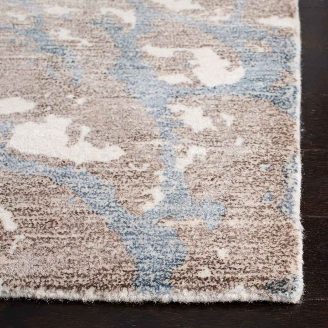SAFAVIEH Restoration Vintage Conway Abstract Distressed Area Rug, Light Brown/Ivory, 6' x 6' Round