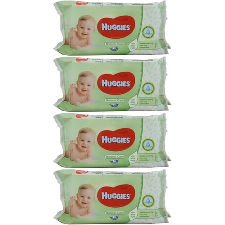 Huggies Baby Wipes Natural Care with Aloe Vera, 56 Count Pack of 4